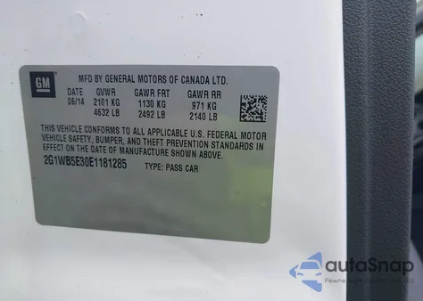 2014 Chevrolet Impala Limited Lt z USA, uszkodzony, nr VIN 2G1WB5E30E1181285